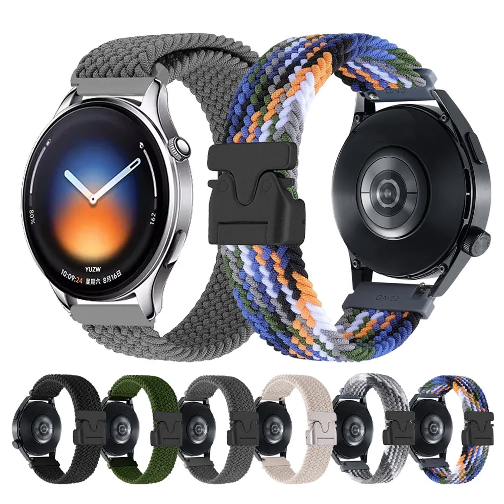 Pulseira de Nylon de 20mm 22mm para Xiaomi Mi Watch 5 S4, Pulseira Esportiva Parachute para Xiaomi 2 Pro S1 Active S2 S3/Amazfit GTR GTS