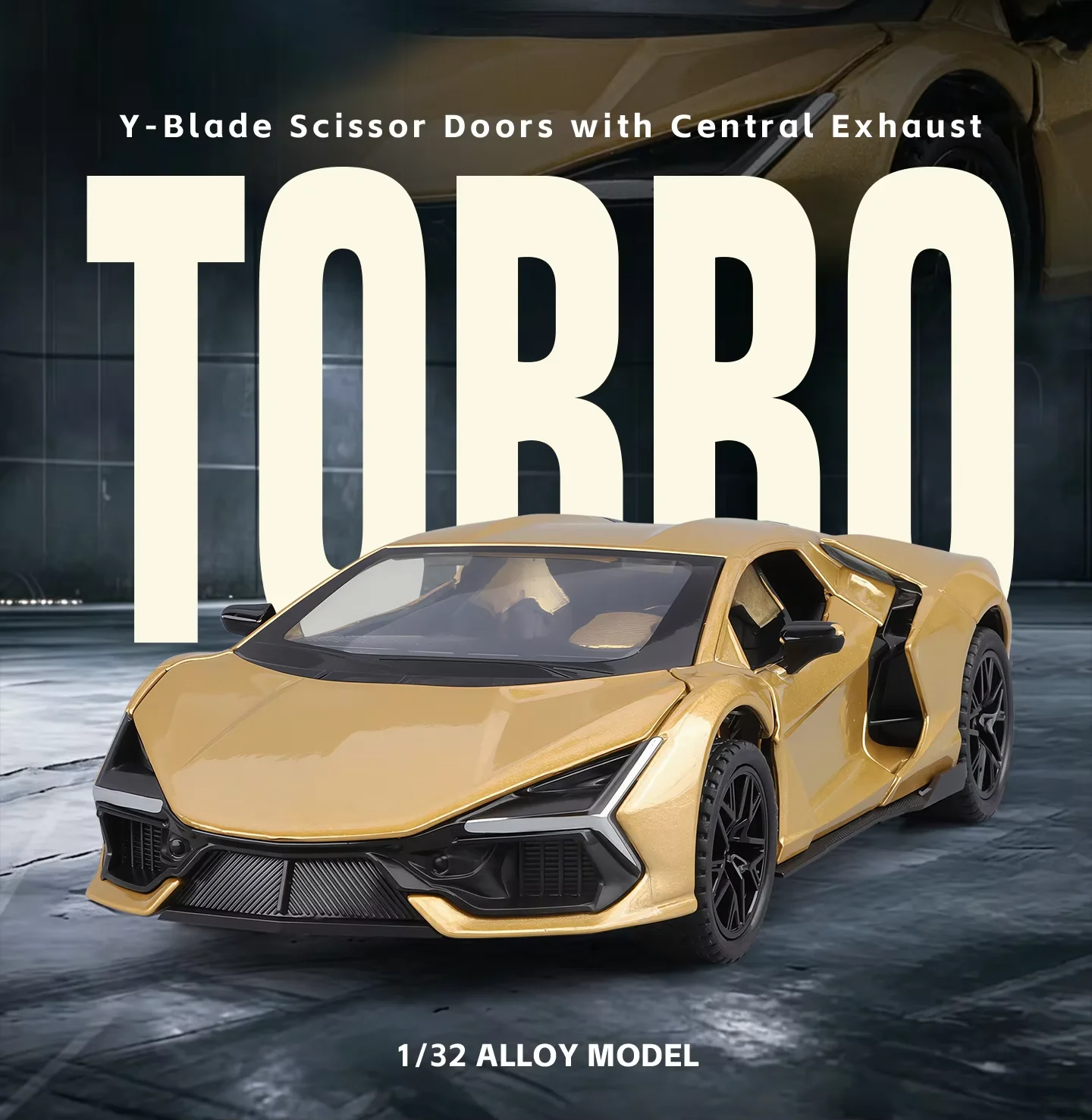 1:32 Golden Apex EVO Lambor Aventador Diecast Car Model, Open Scissor Doors, Pull Back Function,  Collectible Ornament