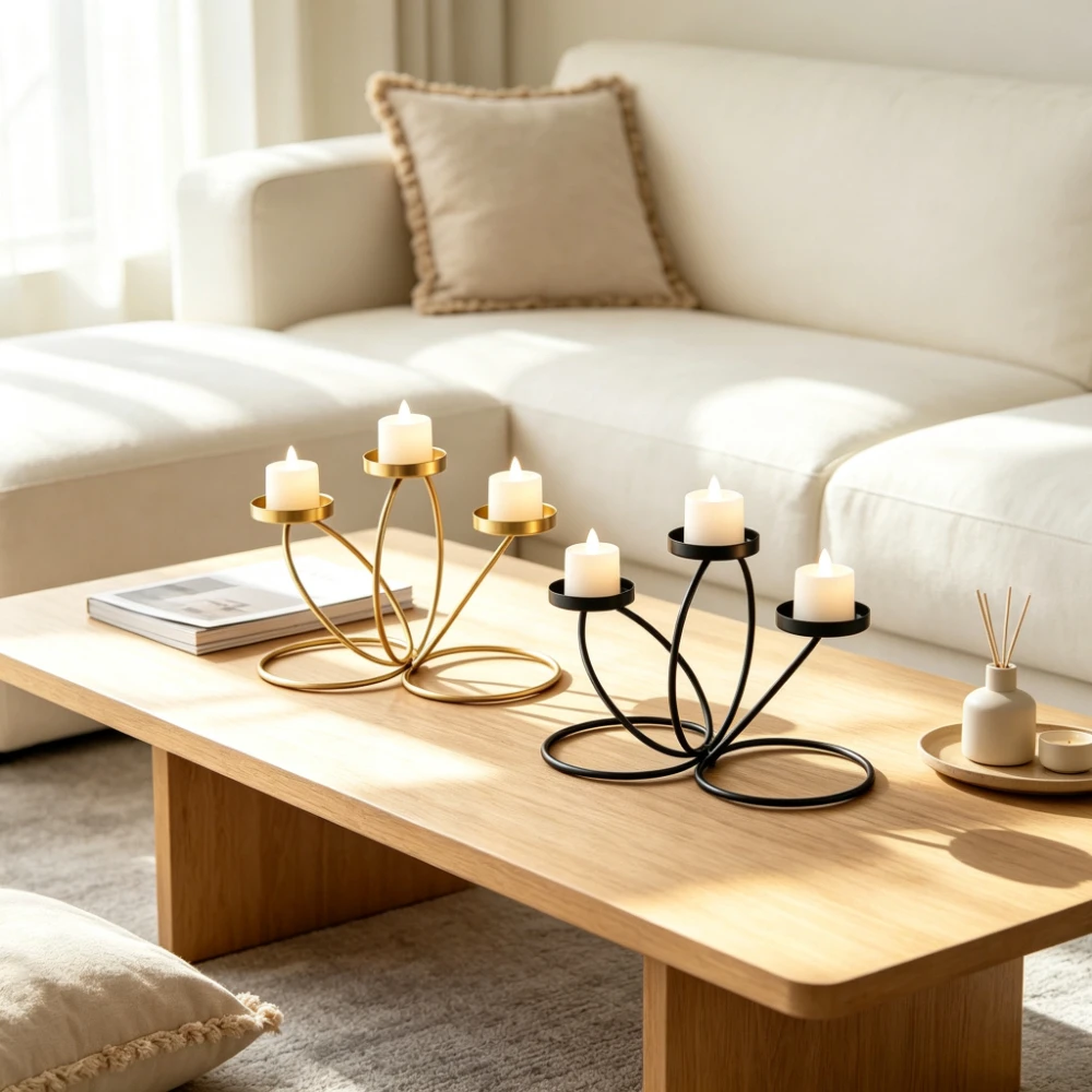 Modern 3 Arms Metal Candle Holder Iron Candlestick Stand for Tea Light European Style Wedding Dinner Home Decoration