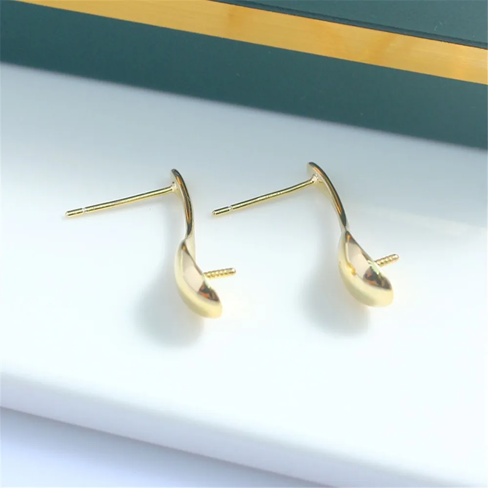 S925 Sterling Silver Pearl Earring Settings DIY Jewelry Making Supplies Blank Earring Posts for Handcrafted Accessories No Pearl