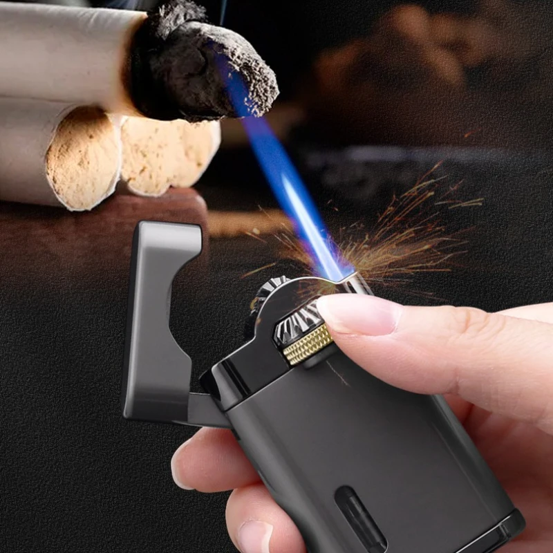 

Metal Gear Linkage Grinding Wheel Direct Impact Windproof Blue Flame Inflatable Lighter High-end Gift Men's Smoking Accessories