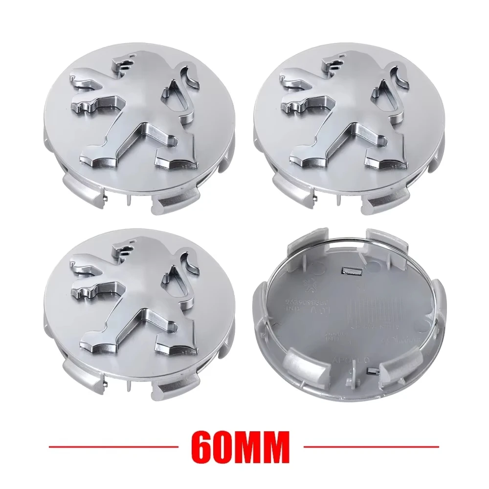 Peugeot Series 60mm Wheel Rim Center Hub Caps Car Logo Emblem Tire Cover Badge Decor For 206 307 308 408 508