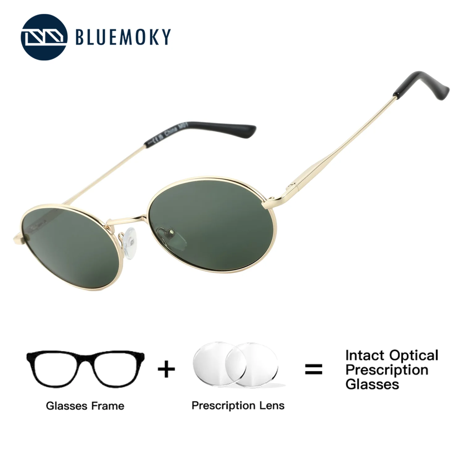 

BLUEMOKY High Quality Metal Polarized Prescription Sunglasses UV400 Progressive Myopia Reading Correction Shadow Glasses