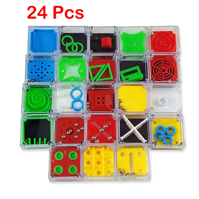 

24Pcs Children's Educational Toys Balance Ball Labyrinth Mini Cube Game Box Children's Early Education Toys Decompress Cube Toys