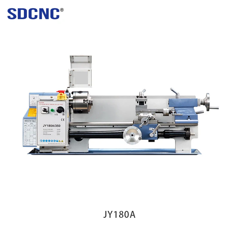 آلة مخرطة أفقية يدوية صغيرة 220 فولت JY180A مقعد تحول معدني صغير لتطبيقات المساحة الصغيرة Tornio