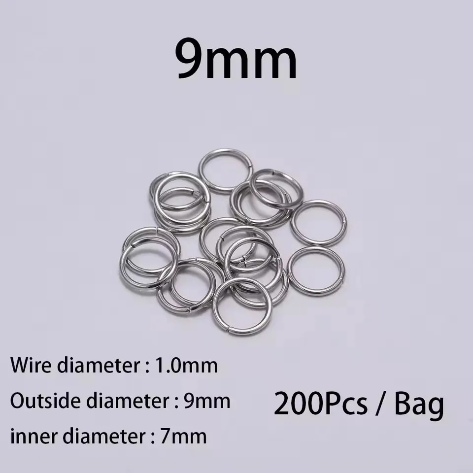 200 stuks 3-10mm roestvrijstalen splitringen, open enkelvoudige lussen, jump rings, connectoren voor DIY sieraden maken, fournituren en accessoires - afbeelding 1