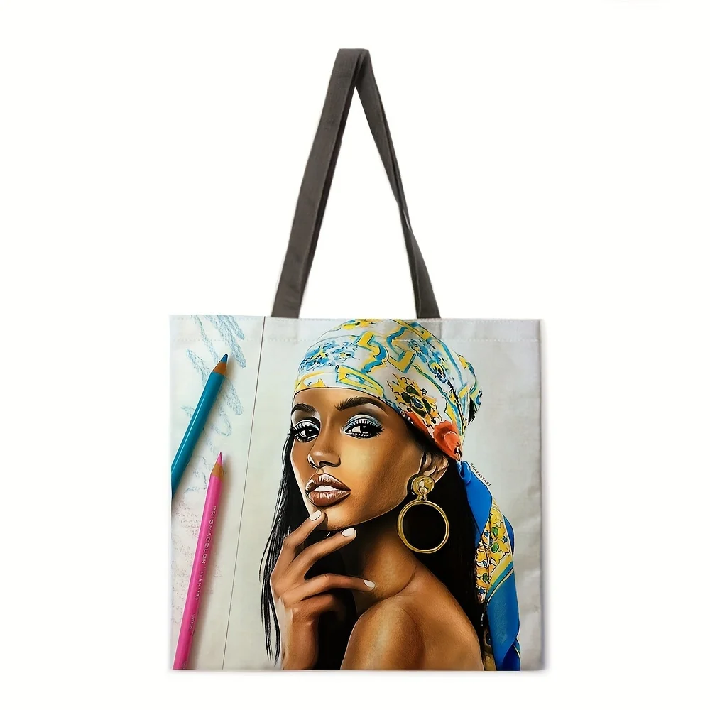 Women's Day African Women Printed Shoulder Bag, Outdoor Beach Bag, Shopping Grocery Handbag