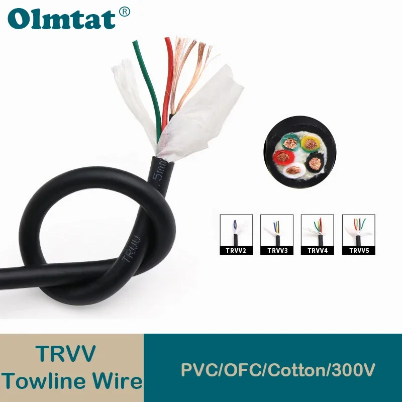 Sq0.2 0.3 0.5 0.75 1 1.5 mm TRVV Cable 2 3 4 5 Cores PVC Shielded Copper Towline Bend Resistant Drag Chain Flexible Wire 1m