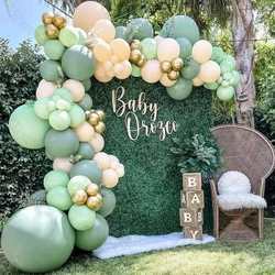 1 Set Mint Green Balloons Garland Chrome Gold Boho Beige Maca Retro Sage Green Balloon Arch for Baby Shower Birthday Party Decor