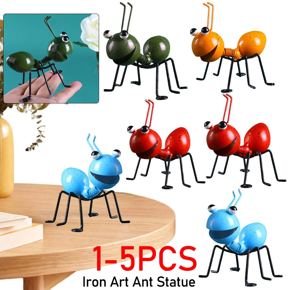 1-5pc Iron Art Ant Statue Figure Stand Ant Wall Hanging Decorative Statue Garden Wrought Iron Decoration Home Desktop Ornaments