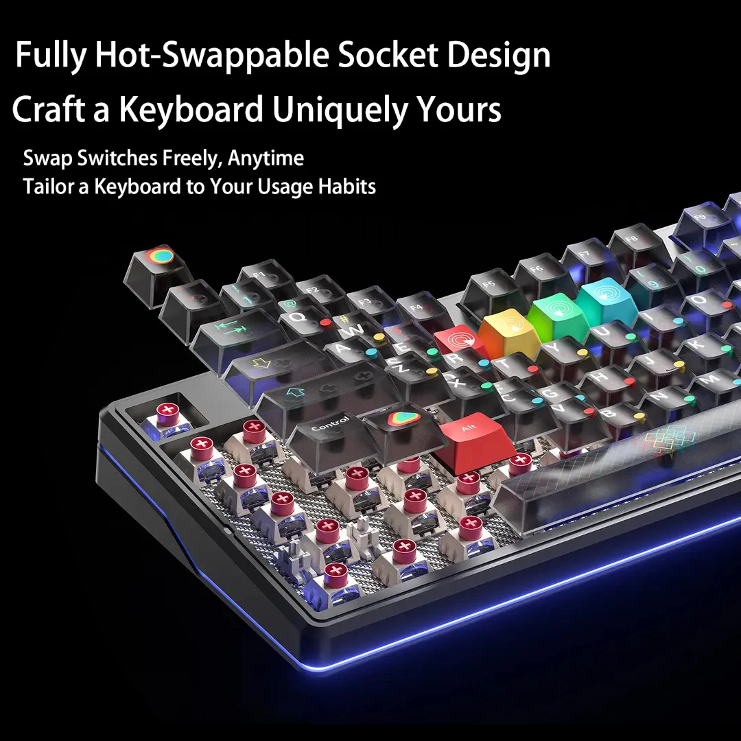 AULA F87 Pro V2 لوحة مفاتيح ميكانيكية لاسلكية 12000 مللي أمبير في الساعة عمر بطارية طويل لوحة مفاتيح رياضية إلكترونية ثلاثية الوضع قابلة للتبديل السريع RGB PC Gamer Gifts