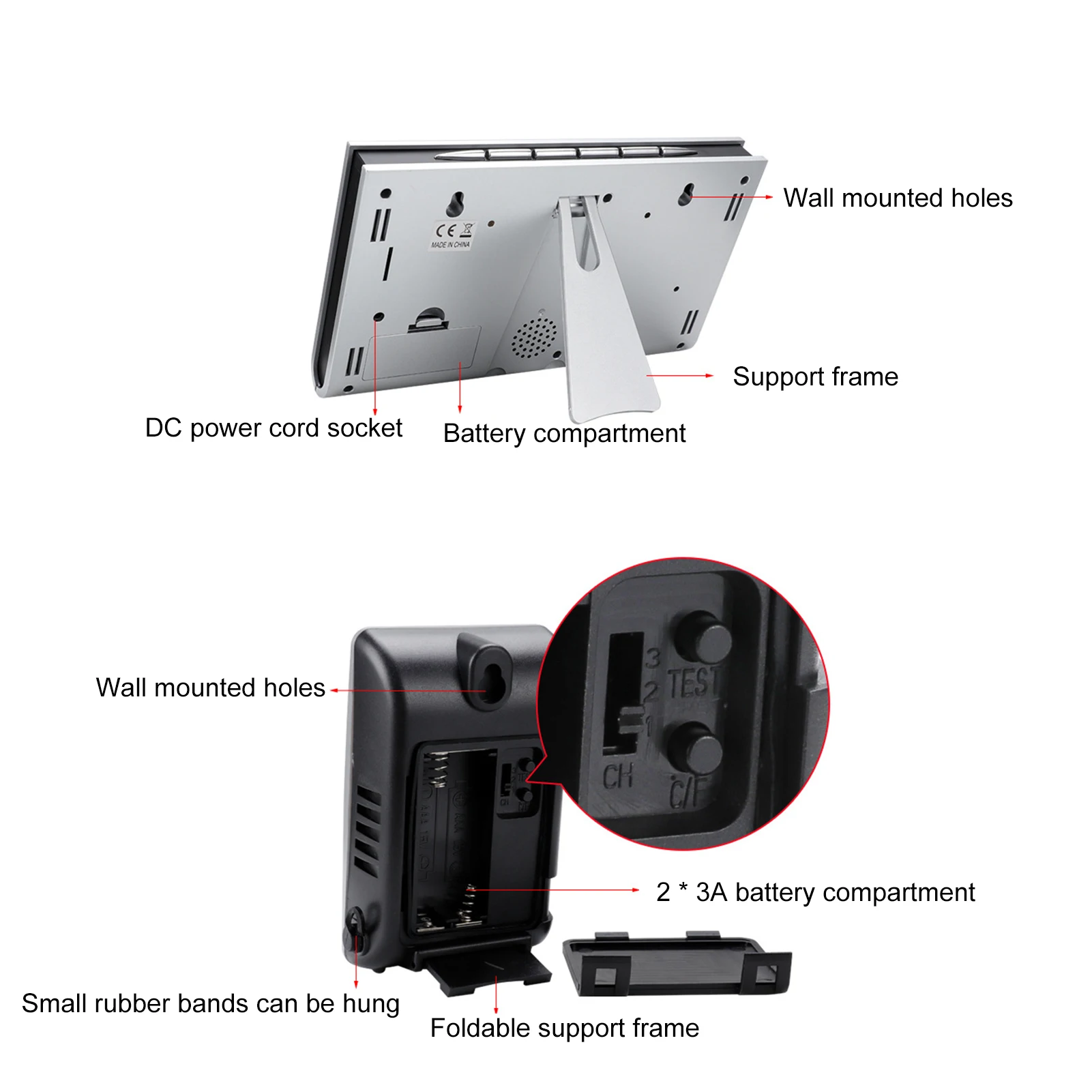 Цифровая метеостанция, монитор температуры и влажности, внутренний и открытый двойной экран, многофункциональный термометр, гигрометр, часы