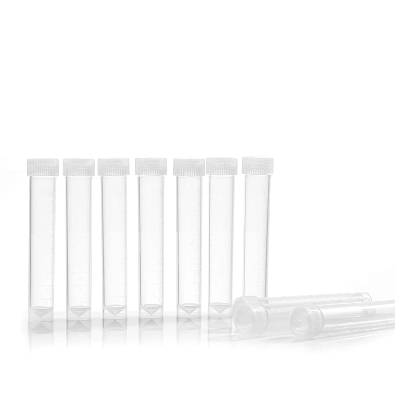 100Pcs Vial Seal Cap Container 10Ml Lab Plastic Freeze Test Tubes PP For Laboratory School Educational