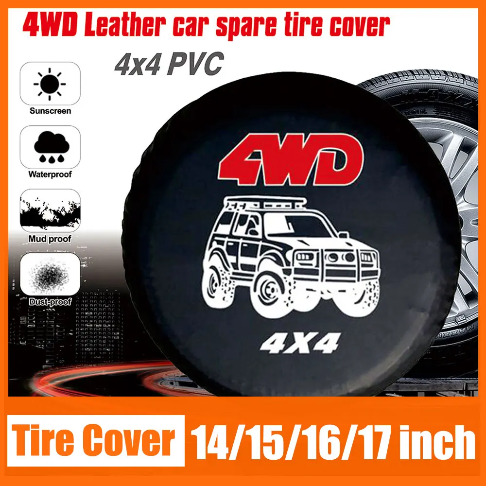 

4WD 4x4 PVC Leather Spare Wheel Tire Cover 14" 15" 16" 17" Inch Auto Wheel Tires Storage Bags For Jeep Hummer V73 Vehicle