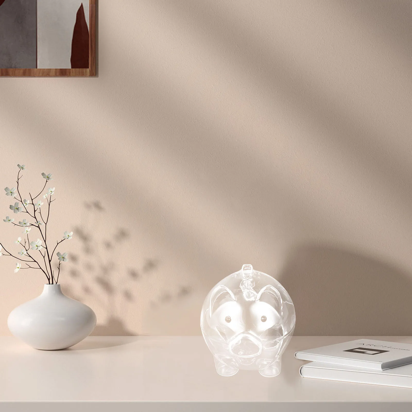 

Pig-Shape Glass Piggy Bank Transparent Coin Storage Money Box Creative Saving Jar for Kids Piggy Bank Clear Banks