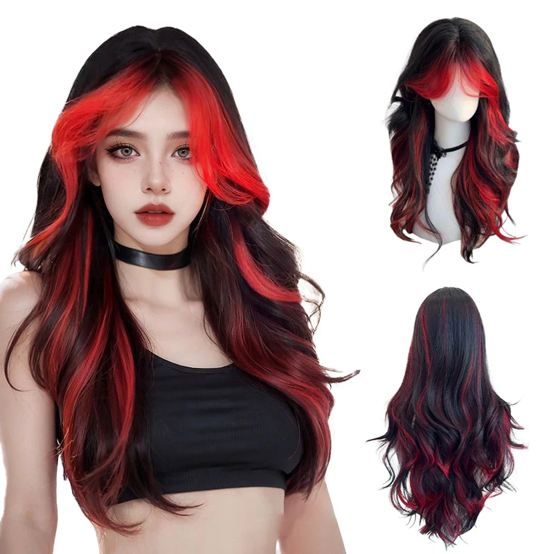 

A 24-Inch Gradient Layered Synthetic Wavy Gothic Style Wig Suitable For Women'S Daily Party Role-Playing Heat-Resistant Wig