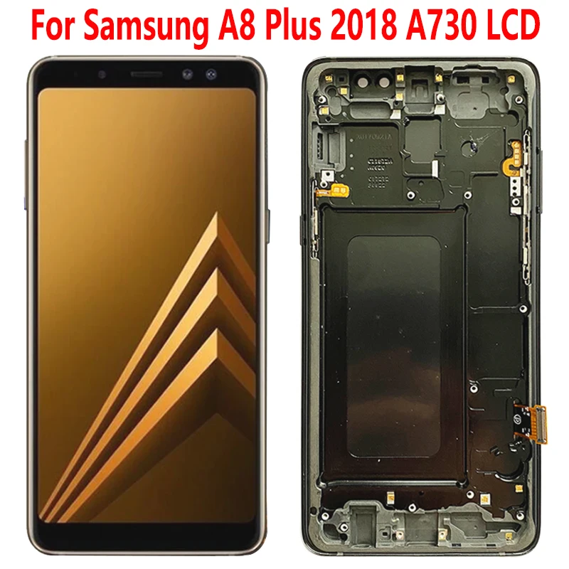 

SUPER AMOLED A730 For Samsung A8 Plus 2018 LCD Display Touch Screen With Frame Digitizer Assembly For A8+ 2018 A730F LCD