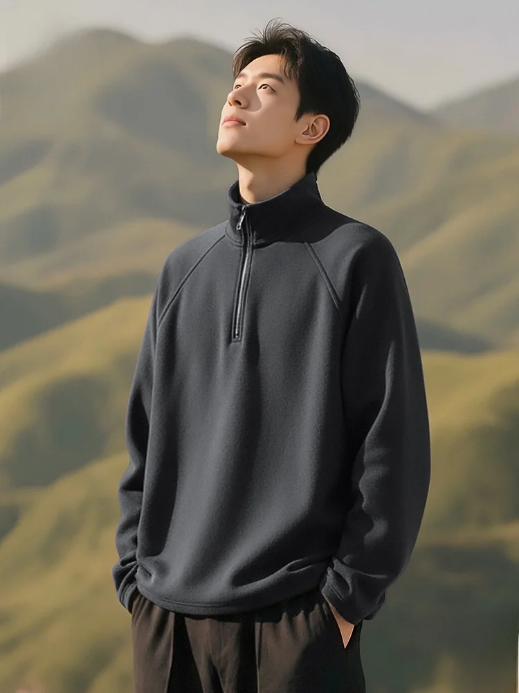 

Мужская термофутболка с длинным рукавом на молнии, на флисовой подкладке, для спорта и повседневной носки, теплая зимняя одежда