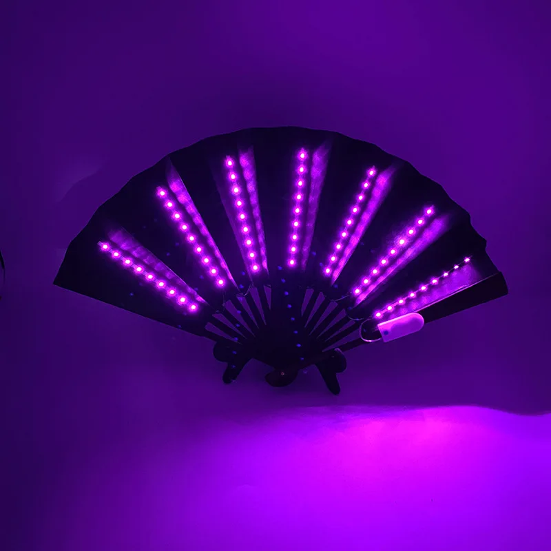 LED Fan Flashing Folding Dancing Lights Fan Night Show Luminous DJ Fluorescent Bar Club Glow Party Supplies Color Changing Fan