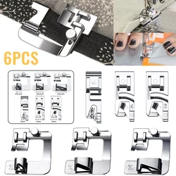 6 Pcs Rolled Hem Presser Foot, Hemming Foot Kit for Sewing Rolled Hemmer Presser Foot  for All Low Shank Sewing Machine