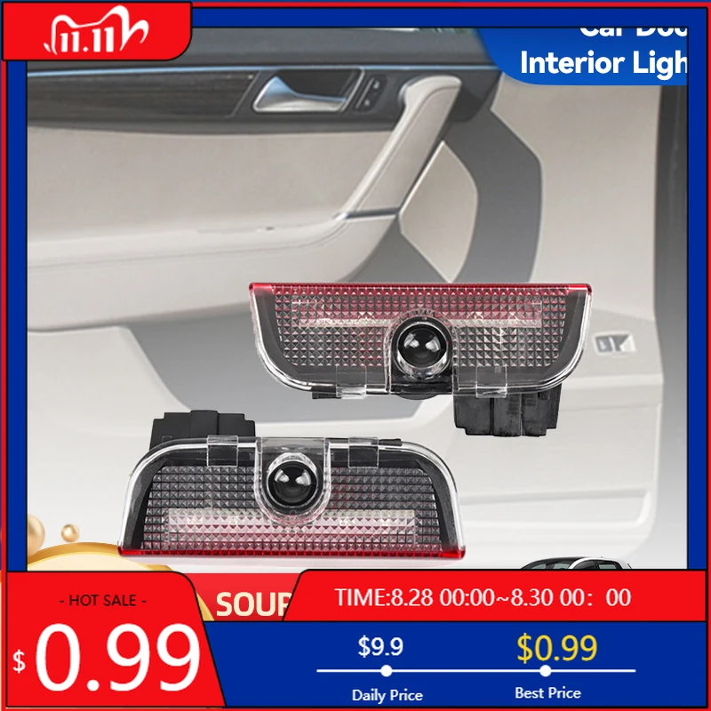 

2026 Новый для VW VOLKSWAGEN Автомобильный мусорный светодиодный проектор двери автомобиля Ghost Shadow Добро пожаловать, аксессуары для VW Tiguan MK1 MK2 Scirocc