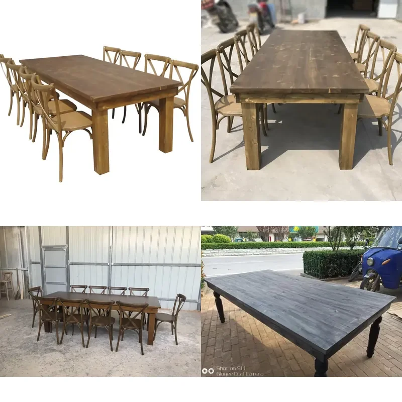 for Solid Wood Retro Style Dining Table and Chairs Set for Home Kitchen Restaurant Furniture
