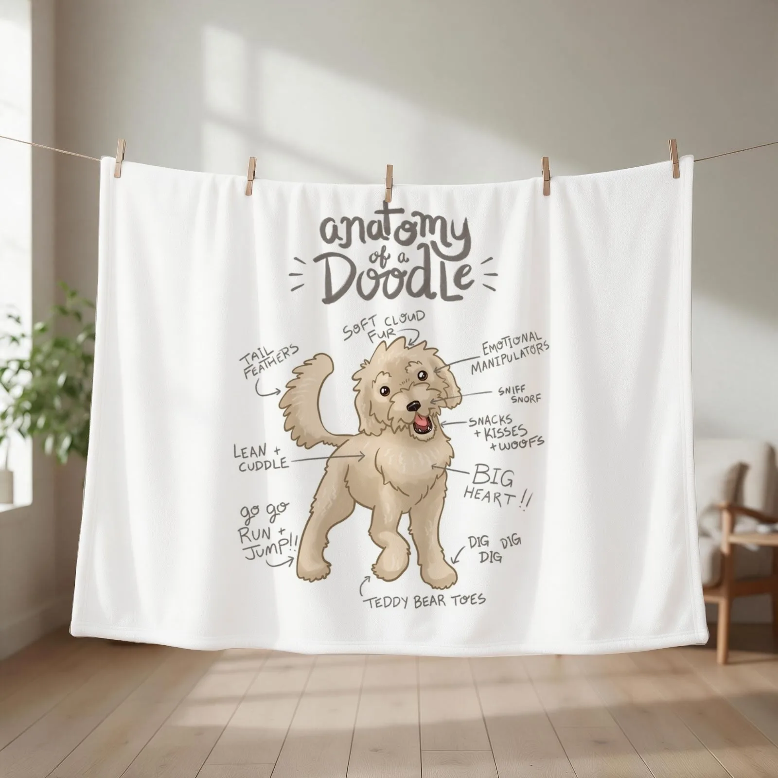 Anatomy of a Doodle Throw Blanket couch cozy soft plush fuzzy picnic outdoor blanket