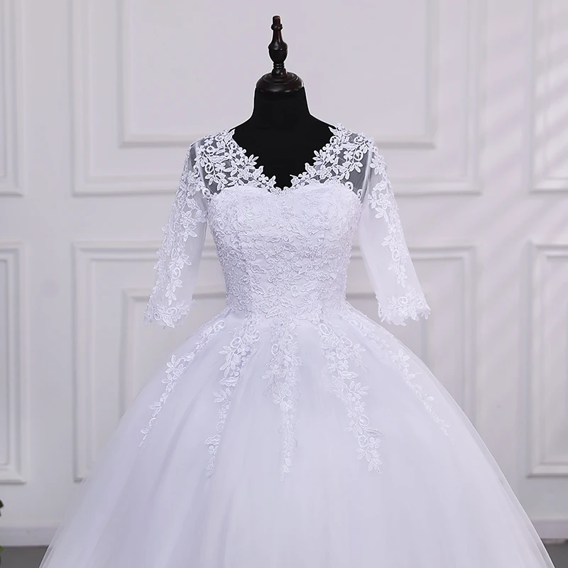 2025 Half Sleeve Brides Wedding Dresses Cheap Wedding Dress Pure White Wedding Dresses With Train Customized Party Dress