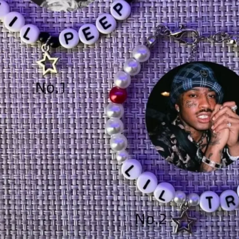 Lil peep lil Tracy themed bracelet set goth music artist handmade jewelry beaded