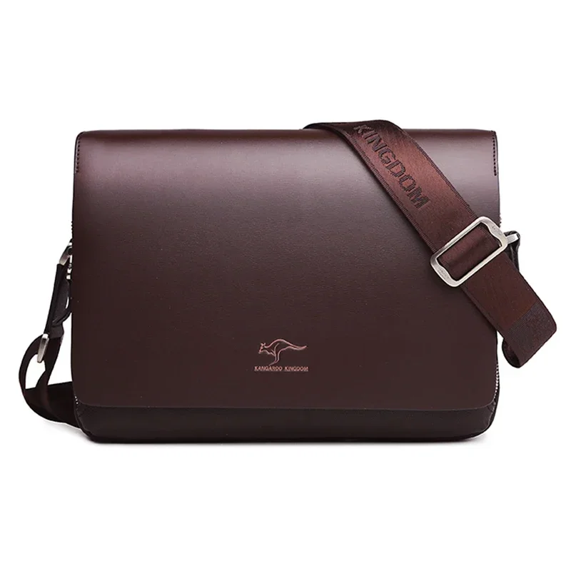 Kangaroo Luxury Brand Vintage Men Messenger Bags For Men Leather Business Shoulder Bag Male Crossbody Bag Brown Casual Briefcase