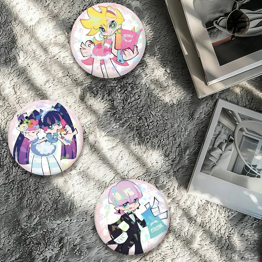 Cartoon Panty & Stocking with Garterbelt Laser Badge Creative Pins Brooch for Bag Clothes Hat Decor Gifts Fans Collect