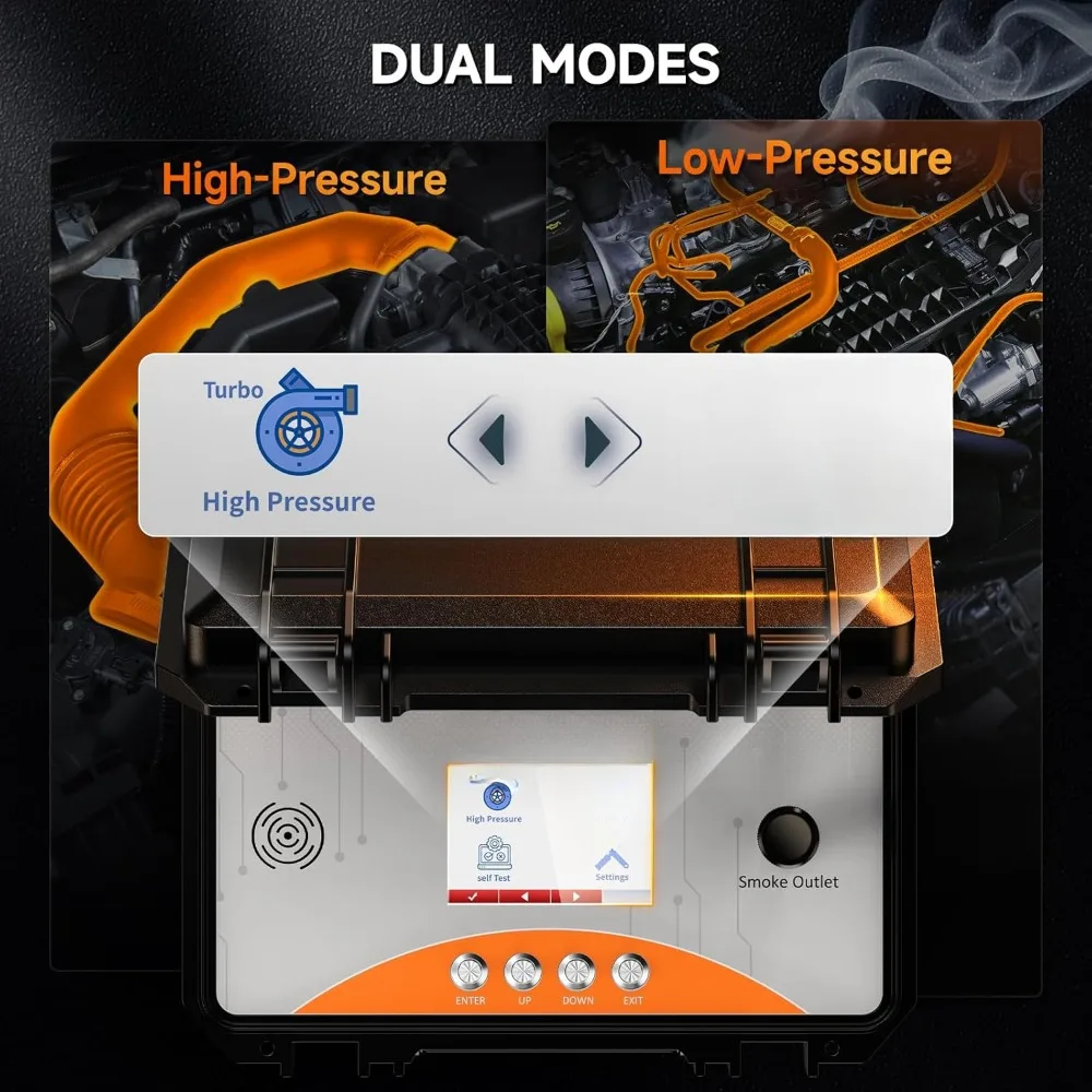 exhaust machine | dual mode diagnostic leak detector | built-in air pump and color LCD | adjustable pressure and running time