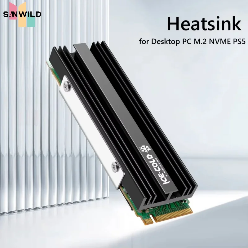 M.2 NGFF NVME 2280 SSD Heatsink with Silicone Thermal Pad SSD Cooler Aluminum Alloy SSD Radiator Heatsink for PS5 Desktop PC