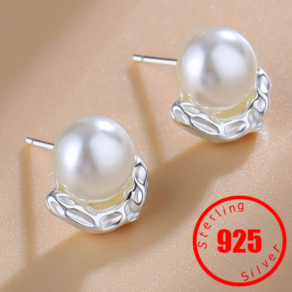 

925 Silver Imitation Pearl Stud Earrings for Women 2024 Trend Design Sense Korean Fashion Earring Piercing Jewelry Pendientes