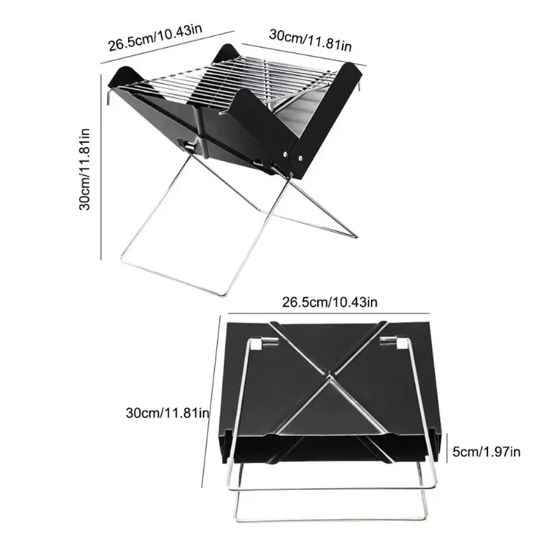 Parrilla De Barbacoa Portátil Para Exteriores، Parrilla De Carbón De Camping Plegable Ligera Y Parrilla De Carne Que Se Puede Le