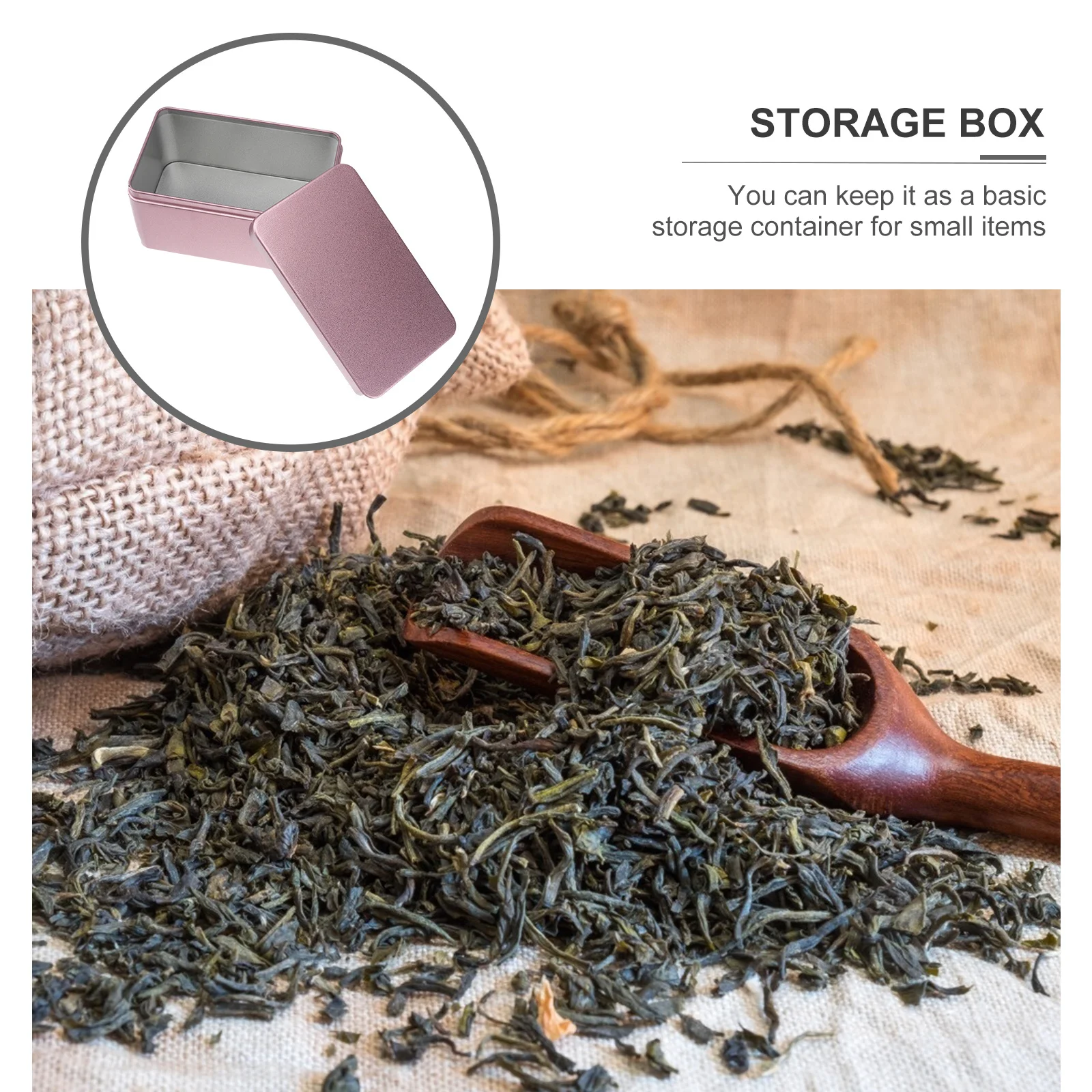 

Tea Canister Rectangular Tinplate Box Smooth Edges Portable Storage For Tea Leaves Candies Cosmetics Snack Organizer Home