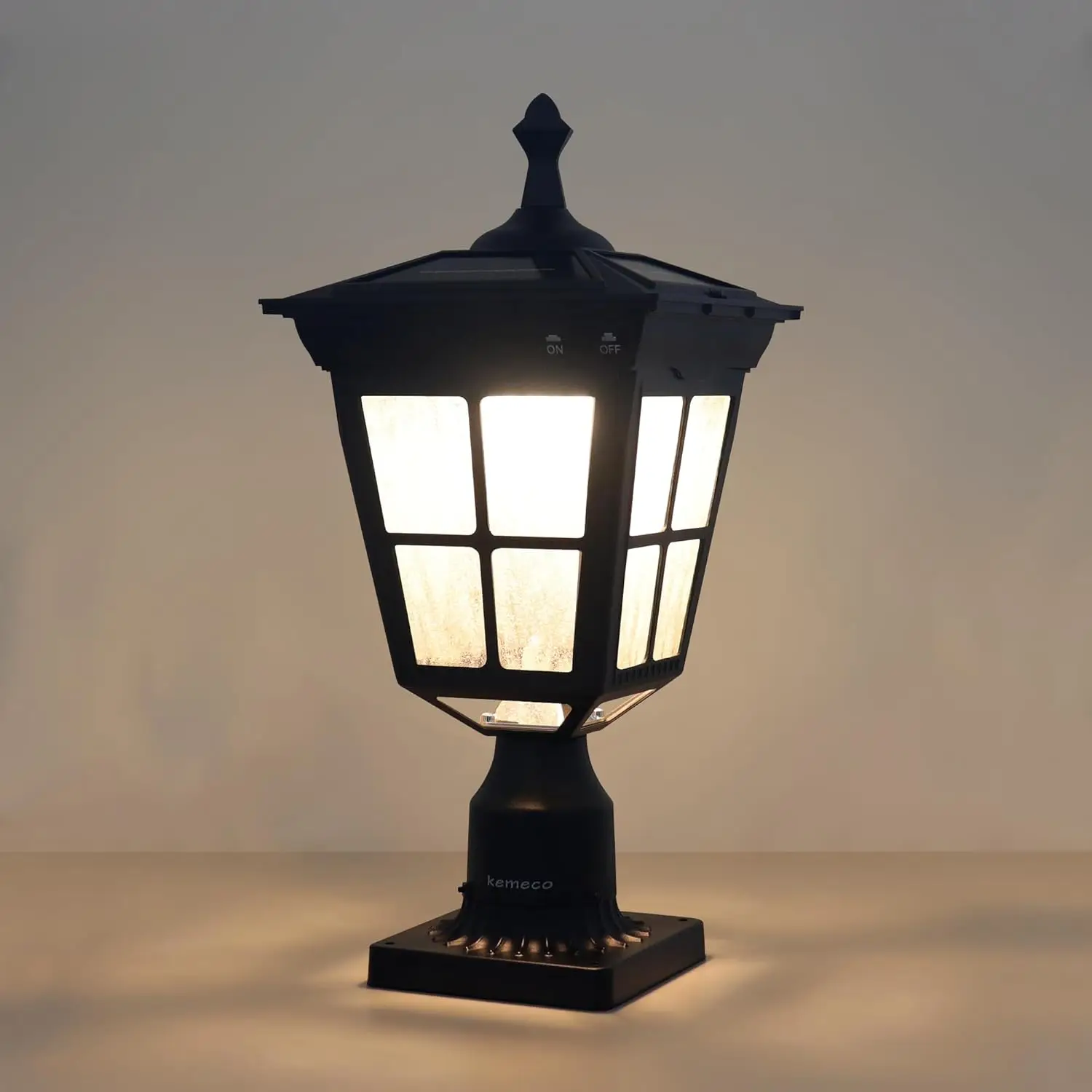 ST4311AQ Post lumineux solaire LED, base de montage 3', noir, support sur poteau de jardin extérieur