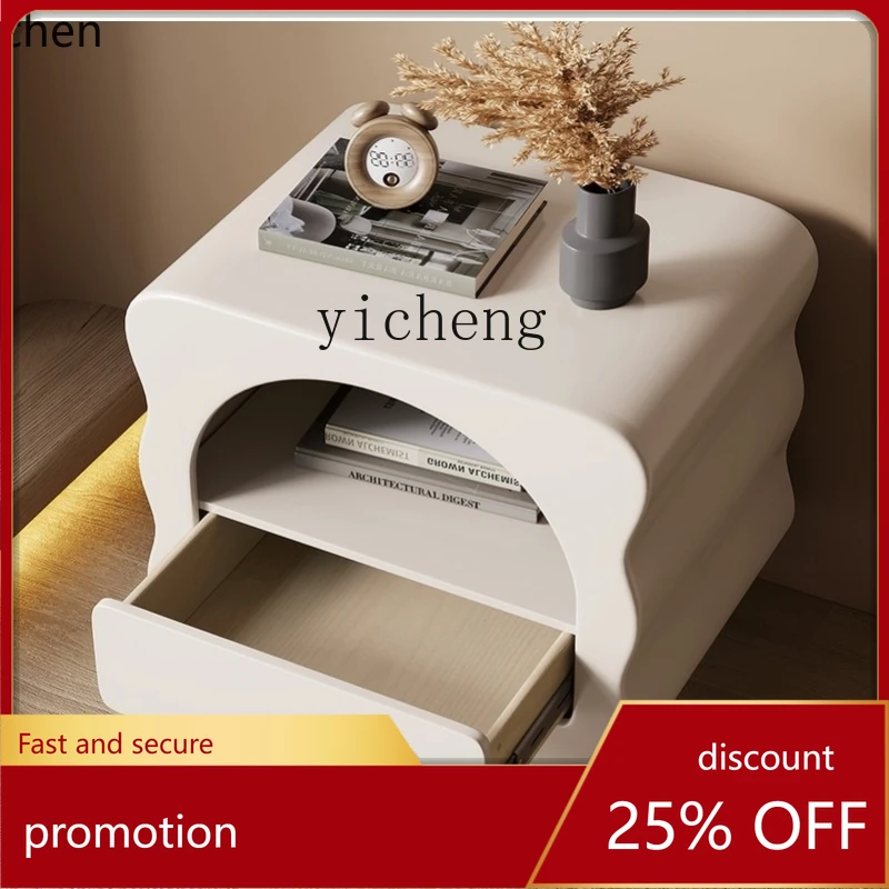 

ZML bedside table, creamy white storage cabinet, minimalist creative small bedside table