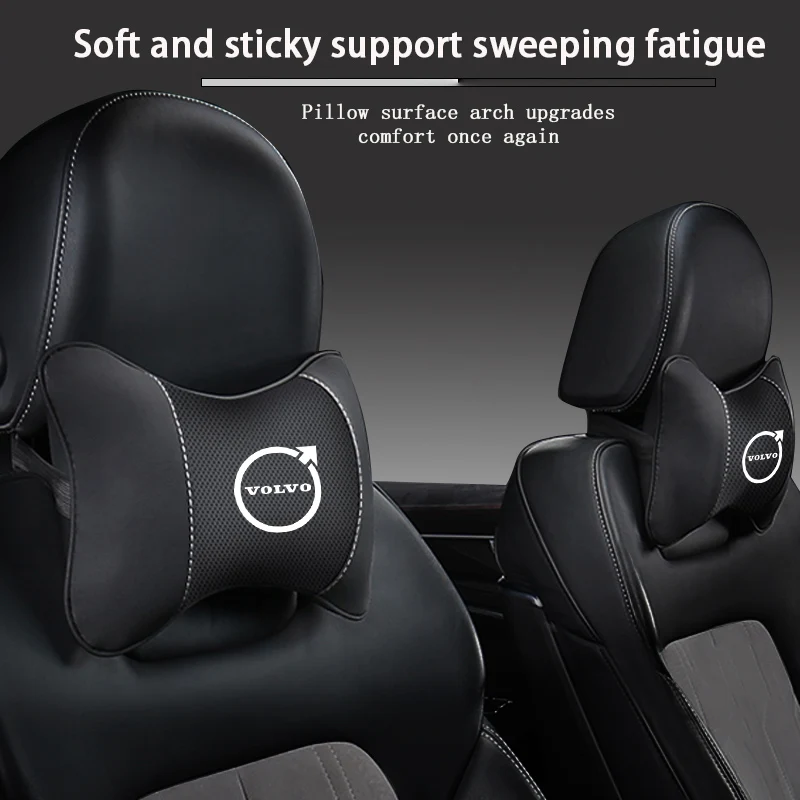 High-quality Leather Car Seat Headrest Memory Foam Comfort Pillow Auto Interior For Volvo Rdesign XC60 XC40 V60 V40 XC90 S60 V50