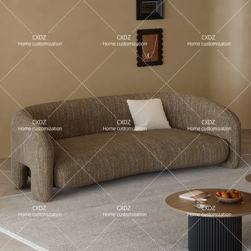 Wabi Sandy Wind Irregular Fabric Sofa Straight Row for Living Room Small Apartment Creative Beauty Salon Clothing Store Rest