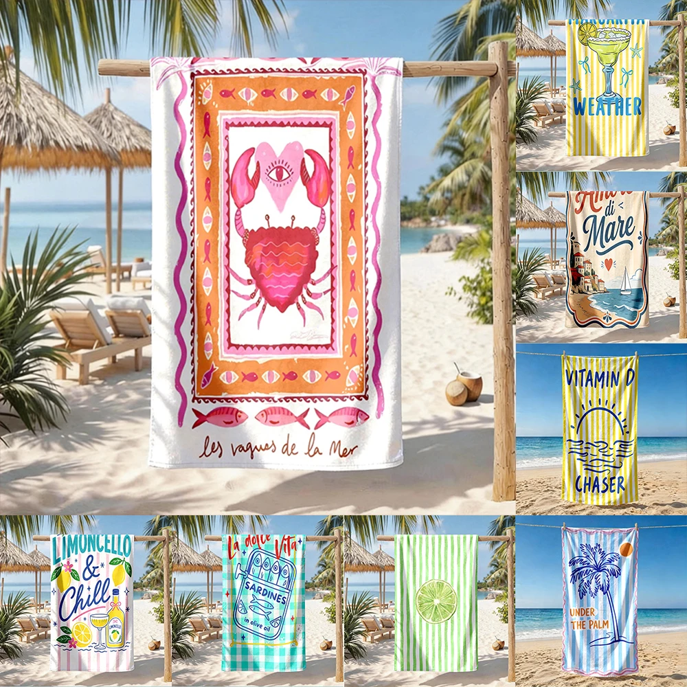 Beach Towels Large Beach Towels Large For Adults 1pc Assorted Summer Coastal Beach Towels: Vibrant Pool & Beach Essential Prints