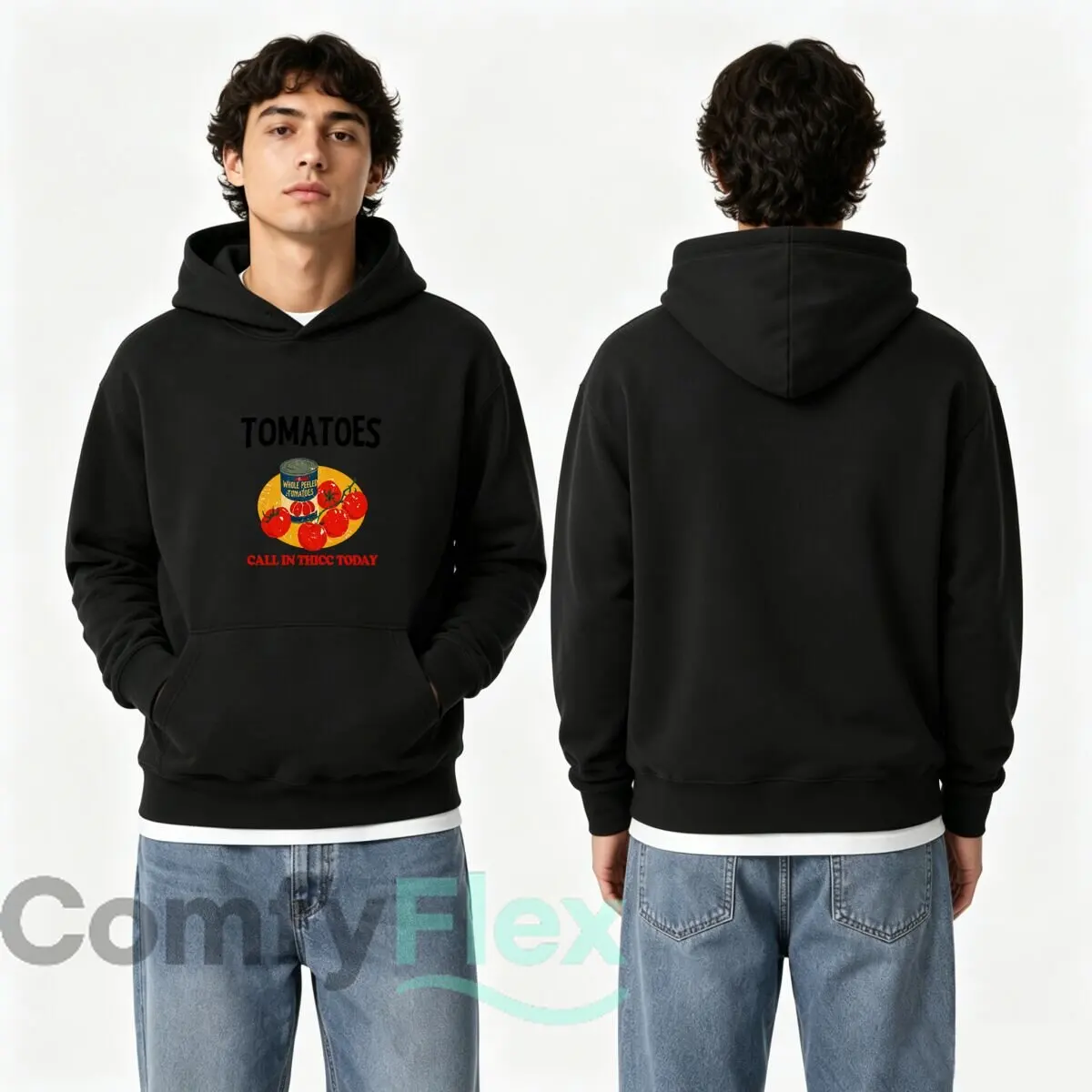 Tomatoes Whole Peeled Tomatoes Call In Thicc Today Retro Graphic Autumn and winter new men's and women's hooded sweatshirts