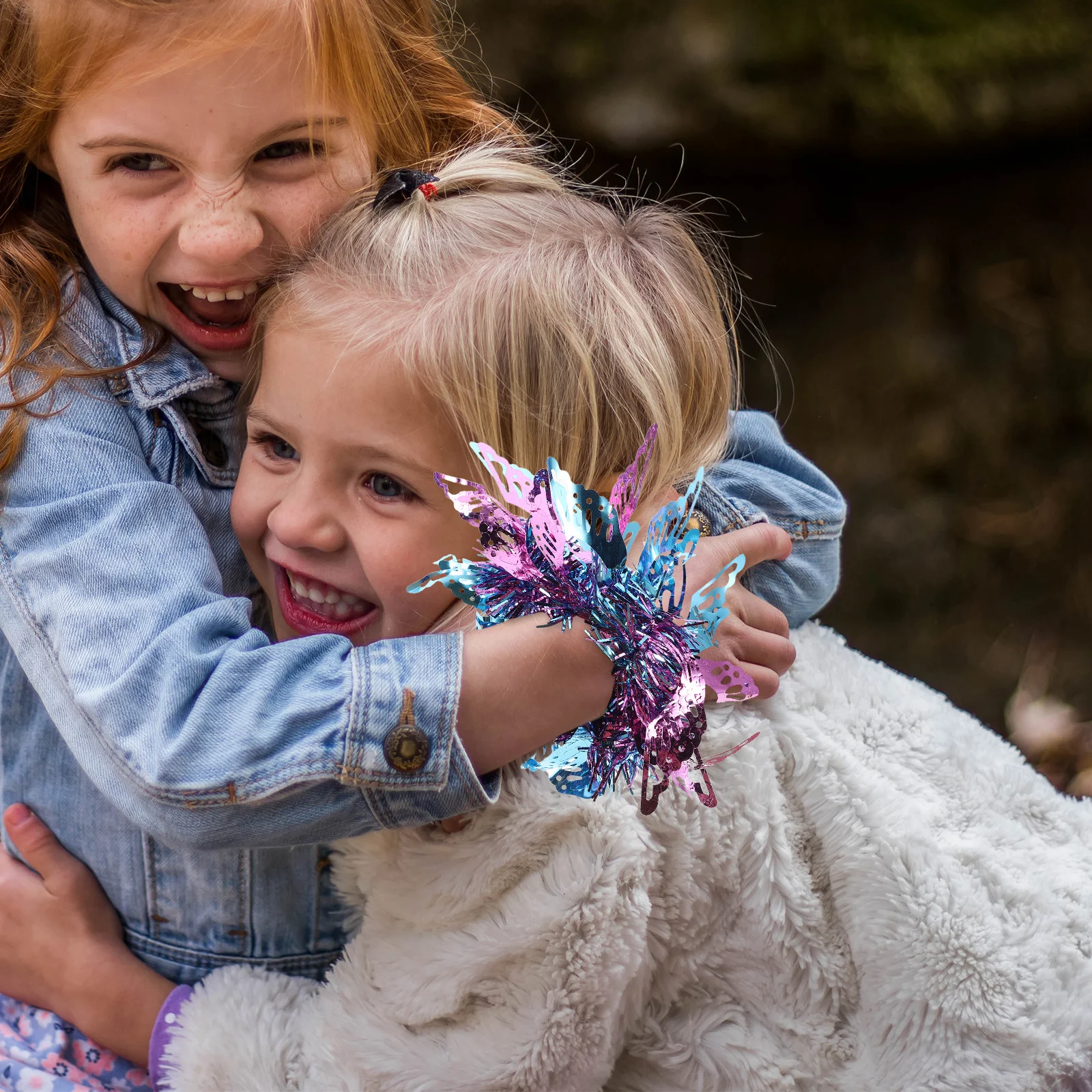 6 個のチアリーディングポンポンハンドブルーピンクメタリックダンスアクセサリーパフォーマンススポーツイベントに最適