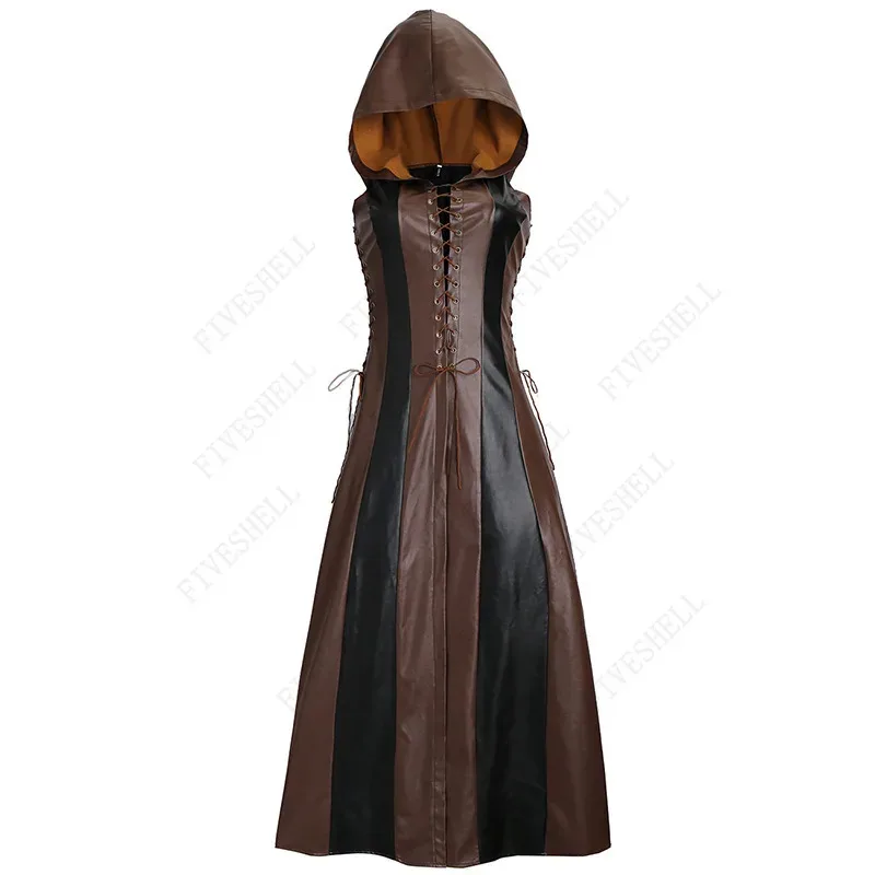 Disfraz nacional Medieval de Larp Palace Ranger para mujer, guerrera femenina, Robin de Halloween, diadema de Cosplay, vestido de malla Floral, Hea de cuero