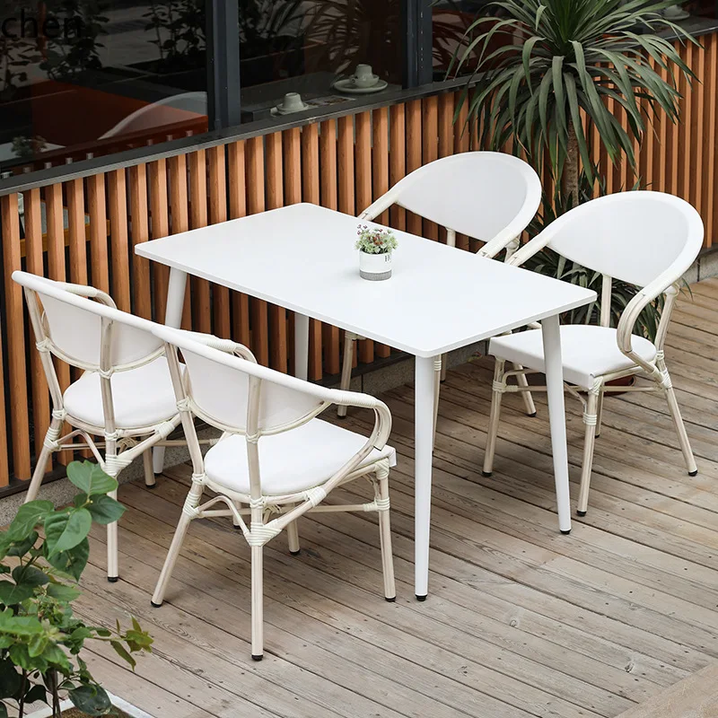 HXL Outdoor Table and Chair Set Courtyard Waterproof Sunproof Garden Dining Table and Chairs