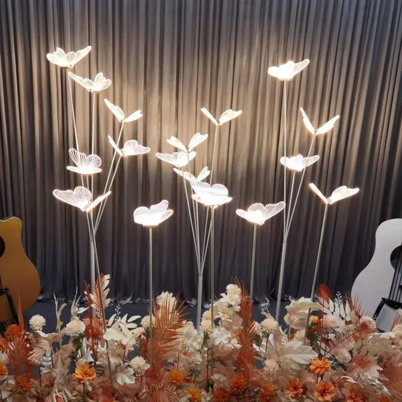 5PCs Butterflies Led Lights Standing Creative Acrylic butterfly with light Decor Wedding Party Stage Lamp