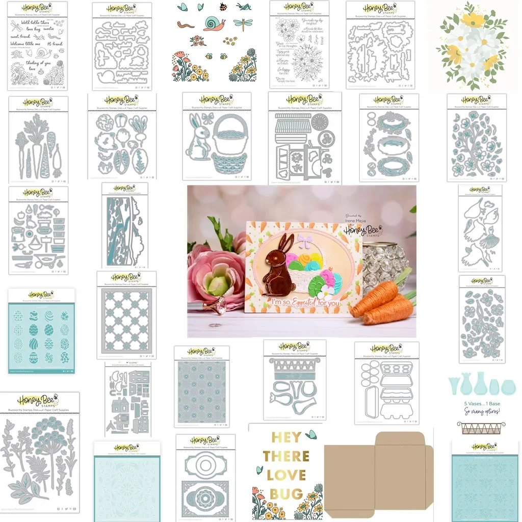 

New Spring Easter Flower Rabbit Metal Cutting Die Hot Foil Stencil Clear Stamp Scrapbook Paper Card Album Mould Embossing