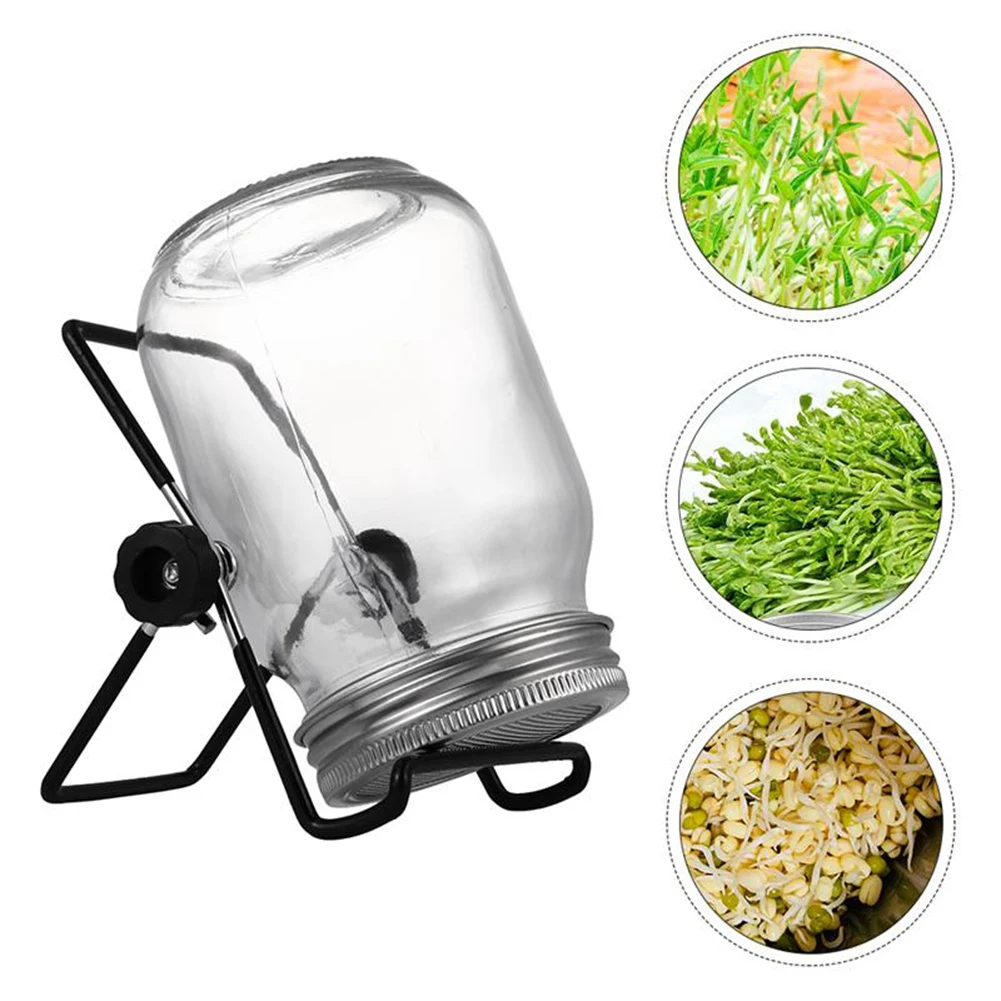 Glass Jar Seeds Sprouting Jar Kit for Home Kitchen Garden, Sprouts Growing Kit with Bracket Filter Cover