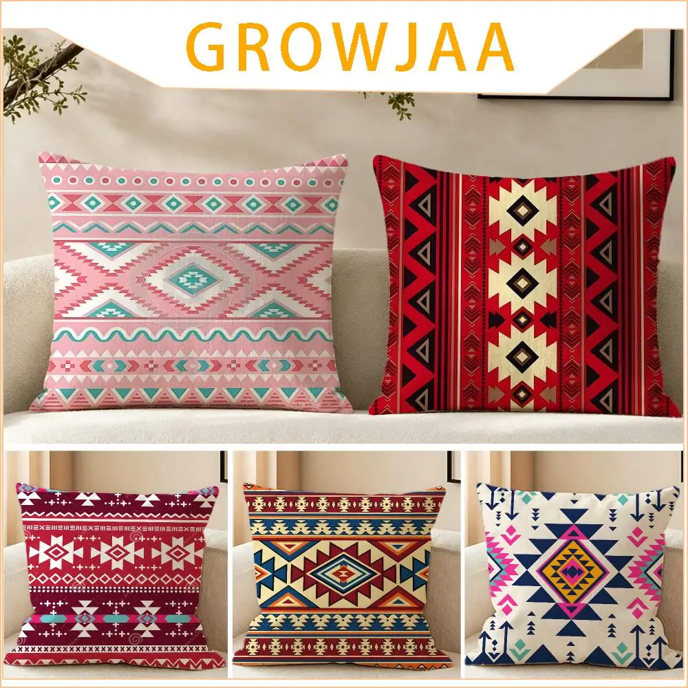 Ip Red Tribal Aztec Kilim Pattern Cushion Cover Pillow Short Plush fresh natural Cushion for Living Room Bedroom Sofa Home