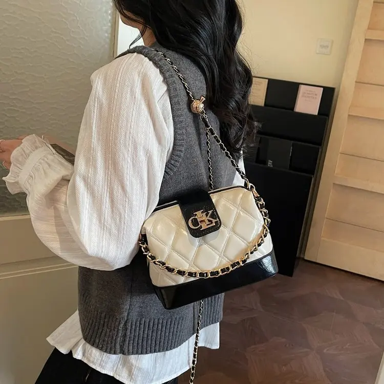 2026 New Trendy High-end Diamond Checkered Bag, Textured Versatile Chain Shoulder & Crossbody Bag for Women